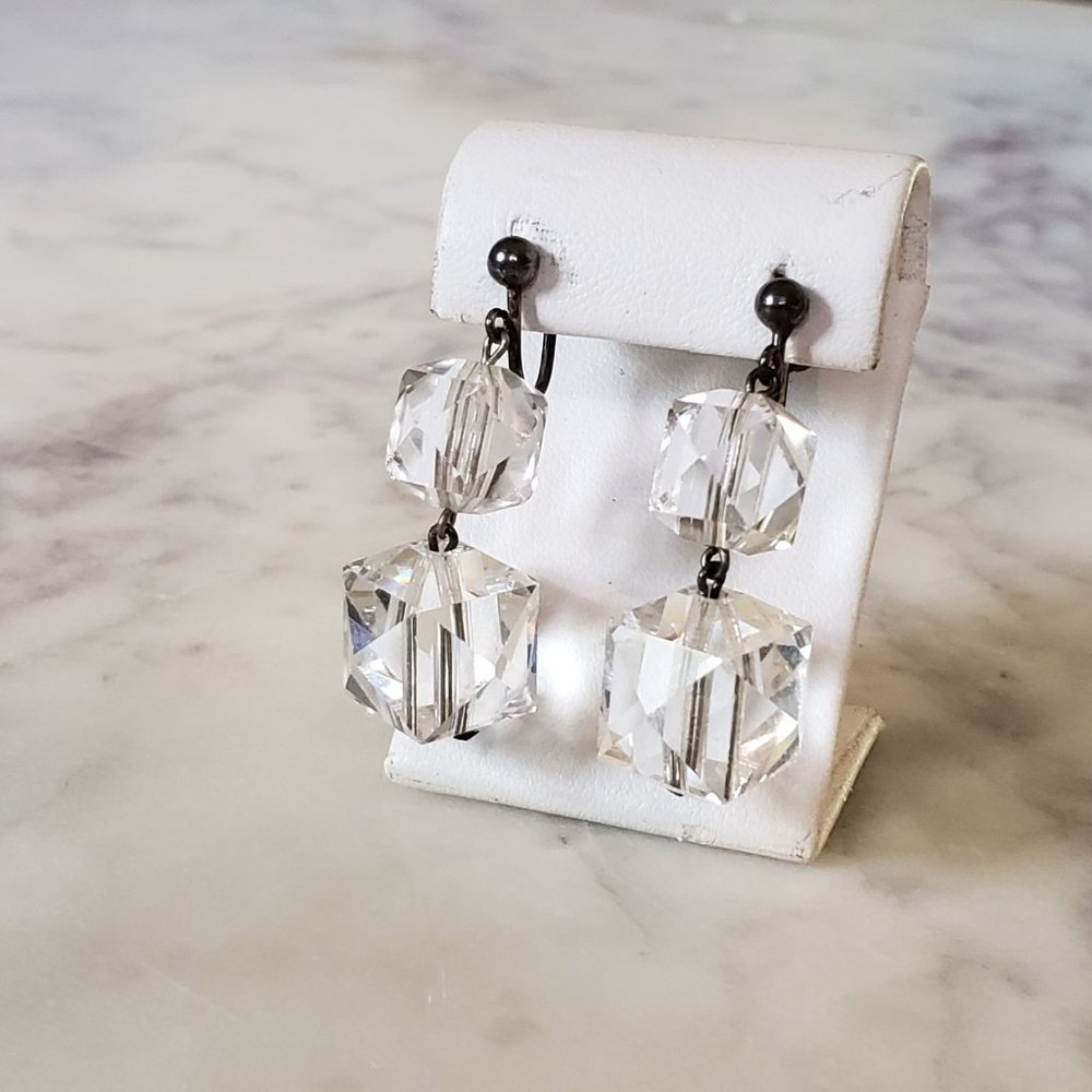 Victorian Sterling Silver Crystal Earrings
